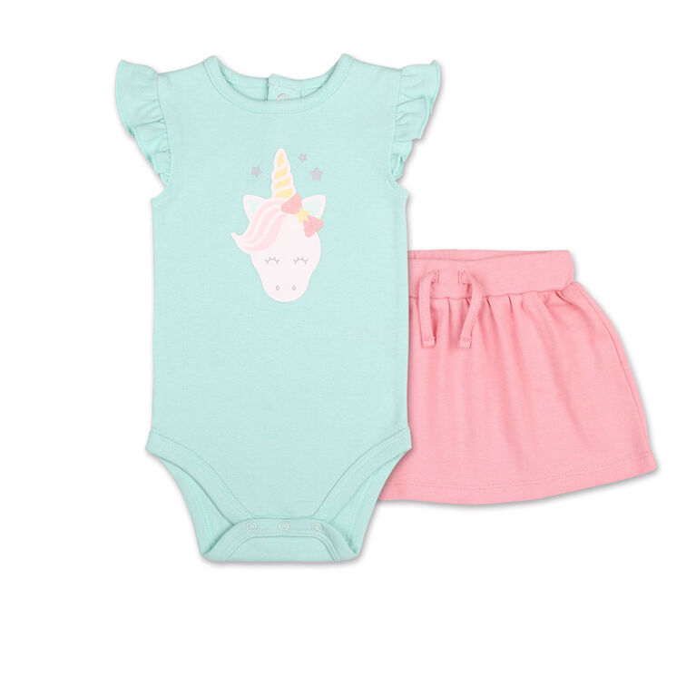 Koala Baby Pastel Rainbow Unicorn Bodysuit/Skirt 2 Piece Set, 12 Month