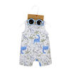 Mini Hop Rib Romper with Sunglasses: Grey Dino