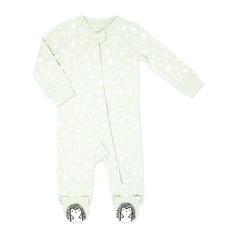 Baby Mode Ensemble pyjama 2 pièces avec bavoir : Hérisson vert 0-3M