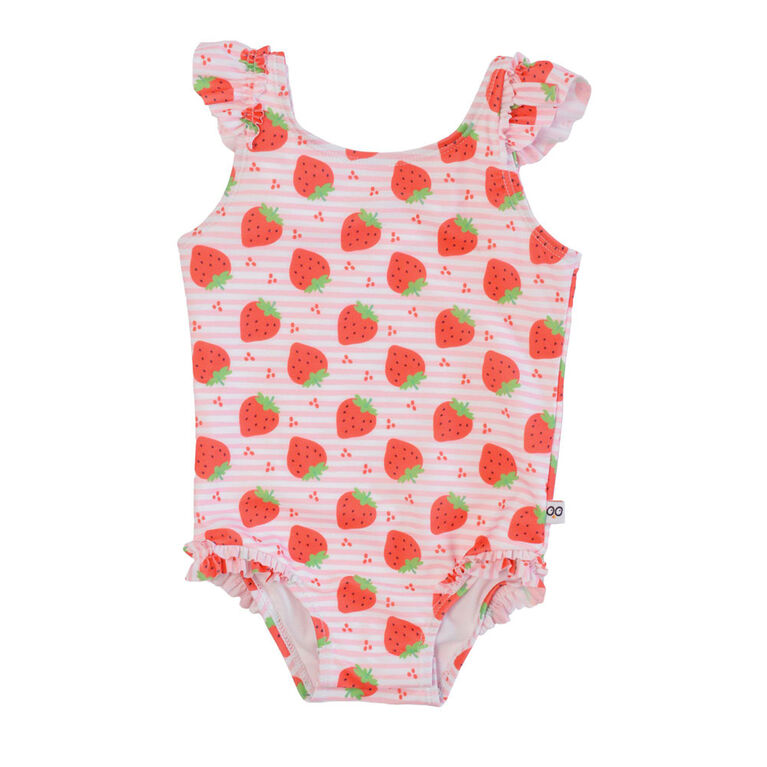 Maillot de bain 1 pièce à volants pour bébé Fraise 12-24 mois