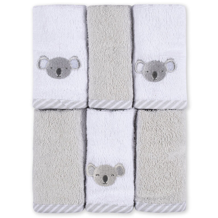 Koala Baby - 6-Pack Baby Washcloths - Brown & White Bear