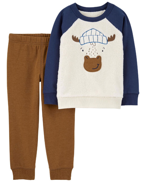 Carter's Two Piece Moose Pullover and Pant Set Brown  3T