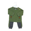 Baby Mode  2 Piece Quilted Jogger Set: Green Heather