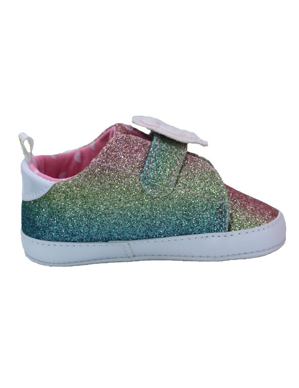 First Steps Pastel Rainbow Glitter Sneakers Size 2, 3-6 months