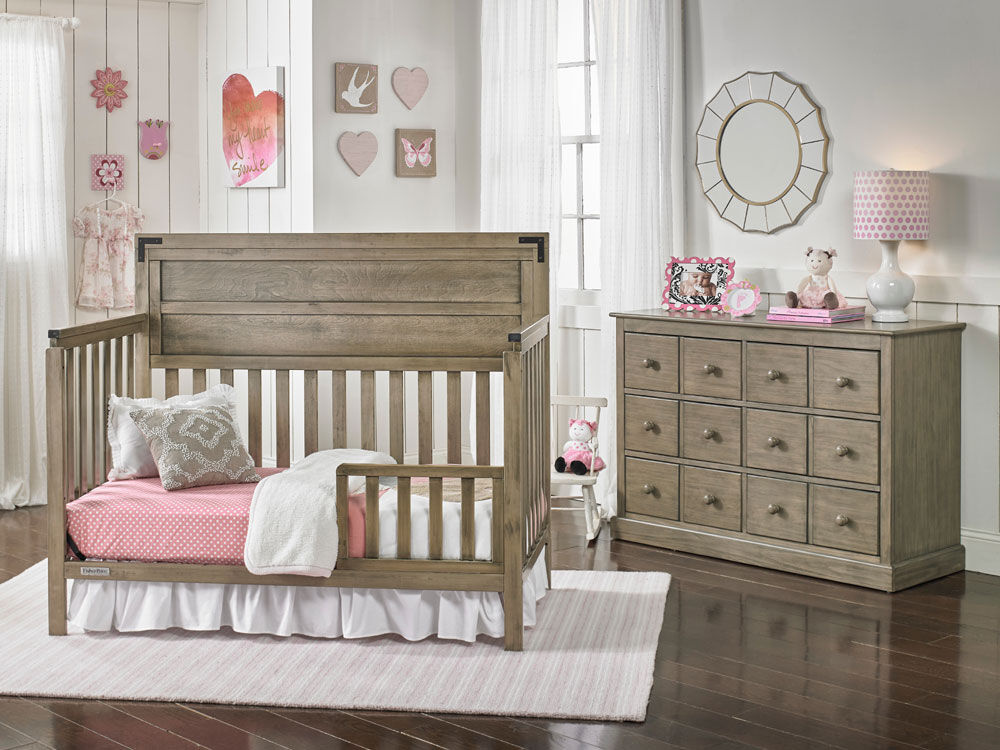 fisher price paxton crib vintage grey