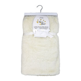 Amor Bebe Faux Fur Plush Blanket: Ivory