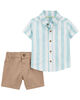 Carter's Two Piece Button Front Shirt and Chino Shorts Set Blue
