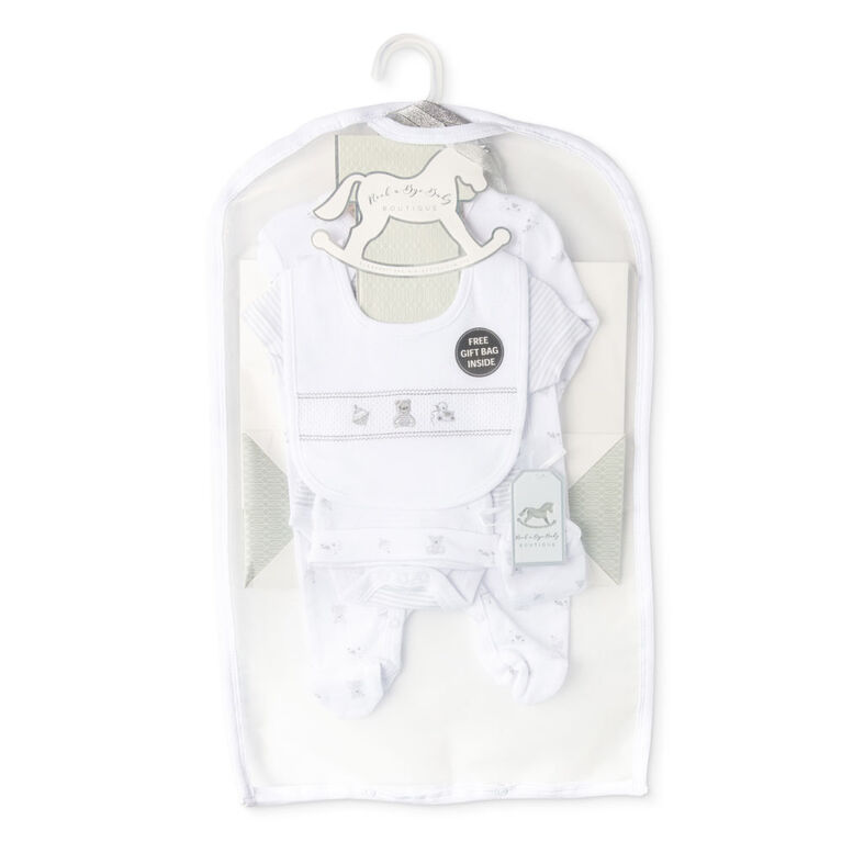 Rock a Bye Baby Boutique  - Netural Toy Box Footie 5-Pc Set - Newborn