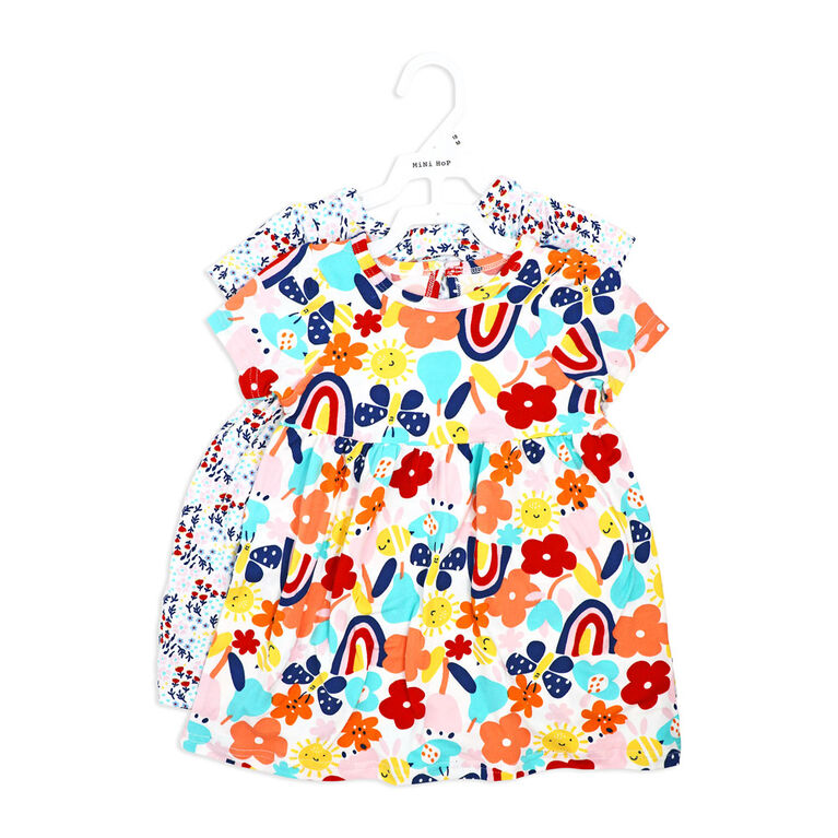 Mini Hop 2 Pack Dress: Multi Rainbow Floral