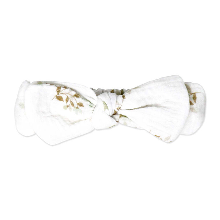 Baby Mode Signature 4 Piece Bib & Headbands: Tan Folliage