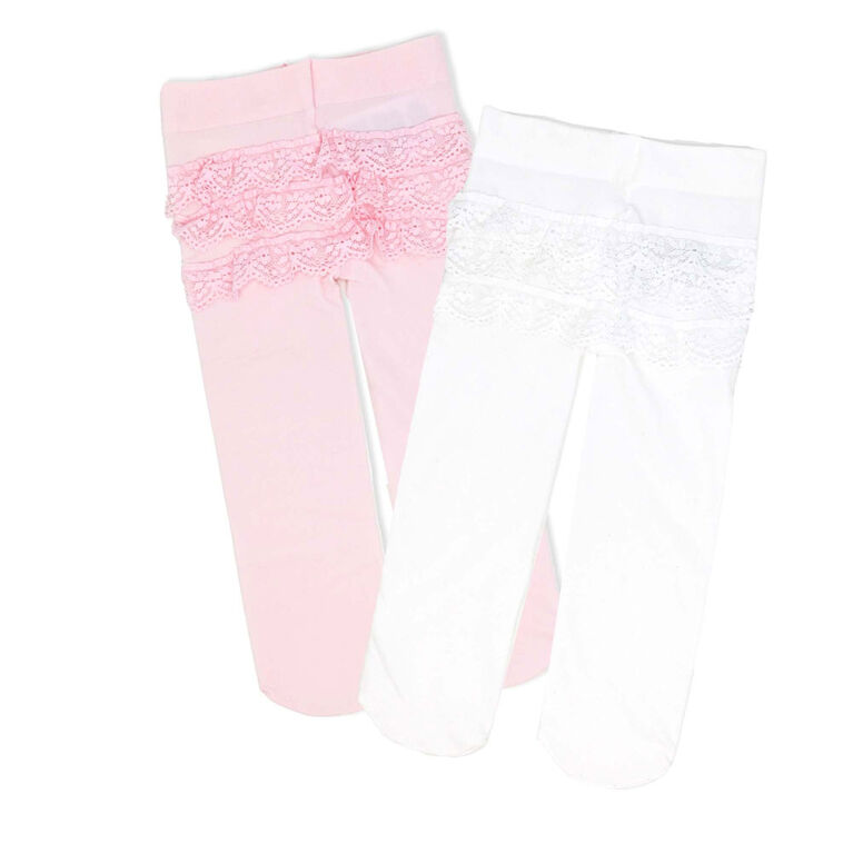 Baby Mode Signature Lot de 2 collants : rose et blanc