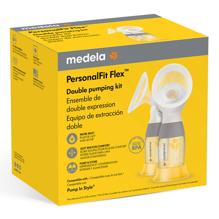 Ensemble d'expression double Medela PersonalFit Flex pour tire-laits électriques, compatible avec Pump In Style avec MaxFlow