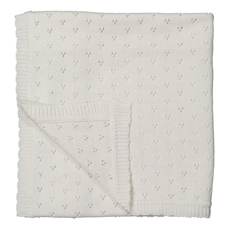 Baby Mode Signature White Pointelle Baby Blanket