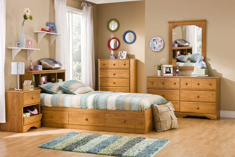 Little Treasures Mate's Platform Storage Bed with 3 Drawers- Country Pine