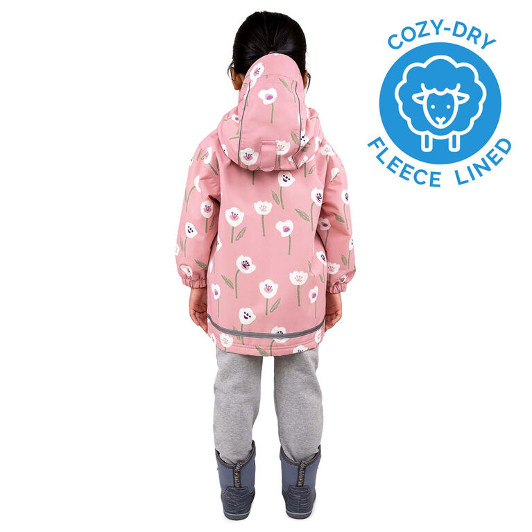 Kids Fleece Lined Rain Jackets  | White Tulip - 1T (1-2Y)