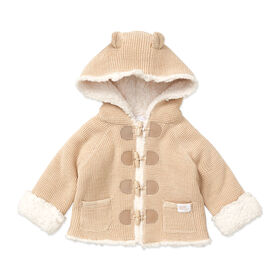 Rock a Bye Baby Cardigan en tricot véritable avec doublure en sherpa : flocons d'avoine 6M