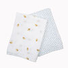 Lulujo - Cotton Muslin Swaddles 2 Pack - Bees + Blue Dots