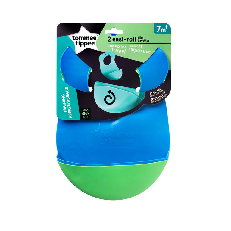 Tommee Tippee Explora 2-Pack Easi Roll Bib - Blue/Green