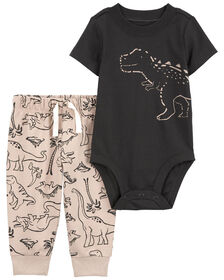 Ensemble 2 pièces Carter's cache-couche imprimé dinosaure et pantalon, Noir