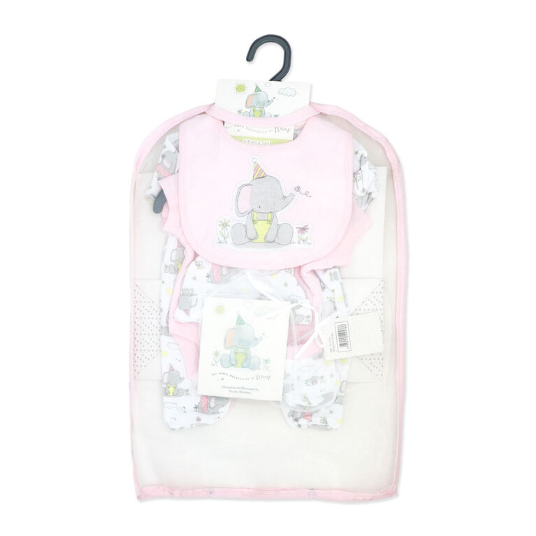 Flump 6 Piece Gift Set: Pink Elephant 0-3M