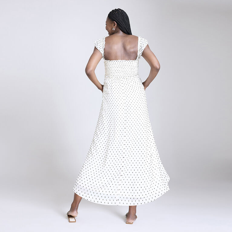 Motherhood Robe Midi Smockée À Manches À Volants