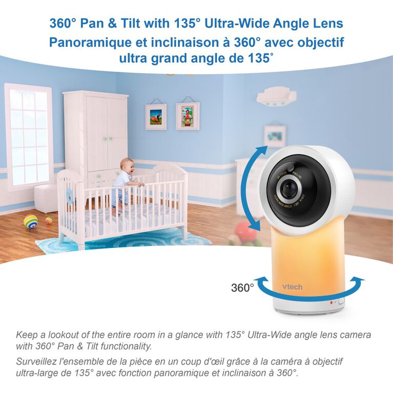 VTech RM7766HD 1080p Smart WiFi Remote Access 360 Degree Pan & Tilt Video Baby Monitor with 7" High Definition 720p Display, Night Light