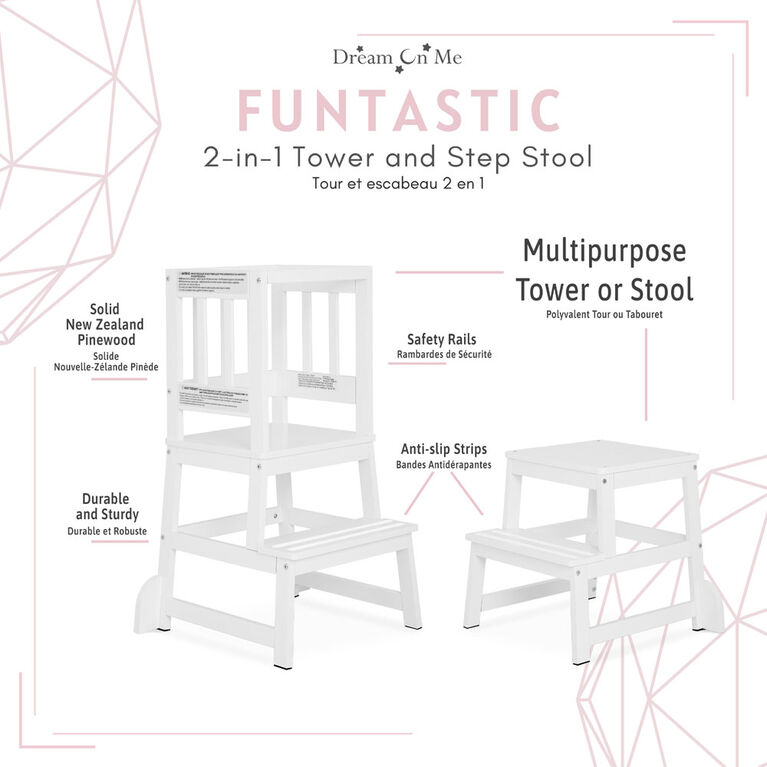 2-In-1 Learning TowerandStep Stool White