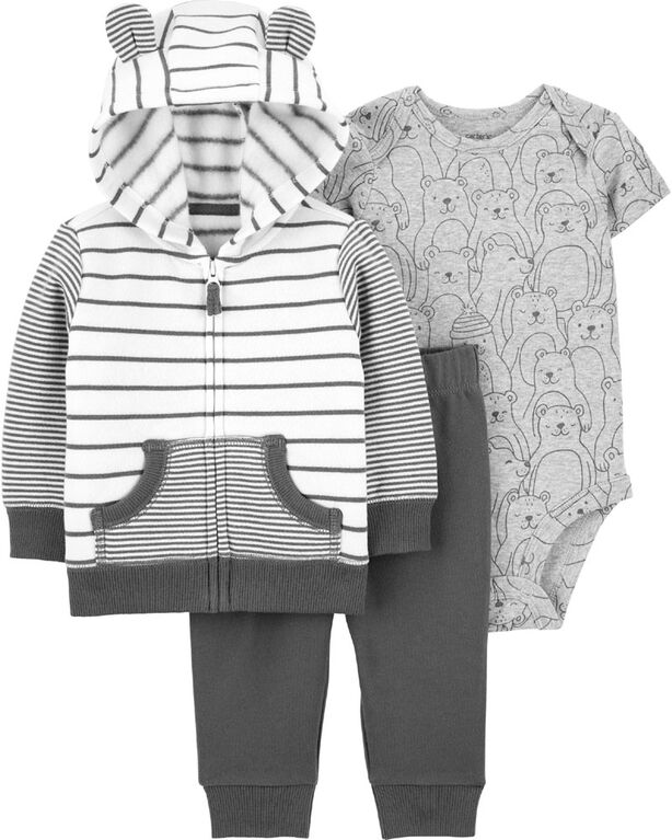 Carter's - 3 Months - Cardi Set Stripe
