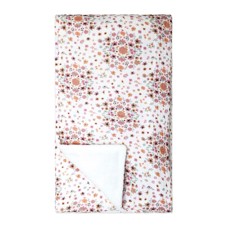 Baby Mode Signature Muslin Plush Blanket: Pink Floral