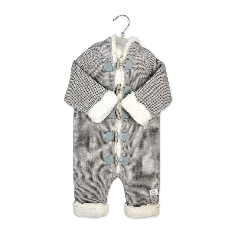 Rock a Bye Baby Combinaison en tricot véritable avec doublure en sherpa : gris 6-12 mois