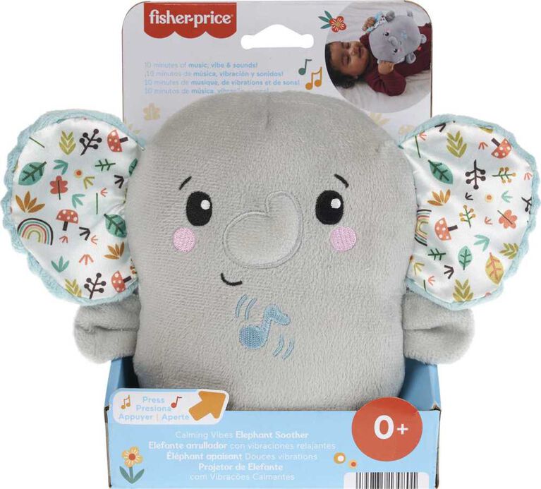 Fisher-Price Plush Elephant Baby Toy Sound Machine with Vibrations, Calming Vibes Soother