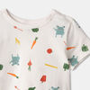 Short Sleeve Tee White Veg Print 3-4Y