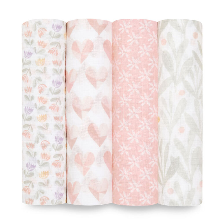 Aden + Anais Essentials 4-Pack Muslin Swaddle Piece of My Heart