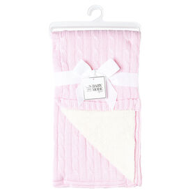 Pink Cable Knit Sherpa Baby Blanket