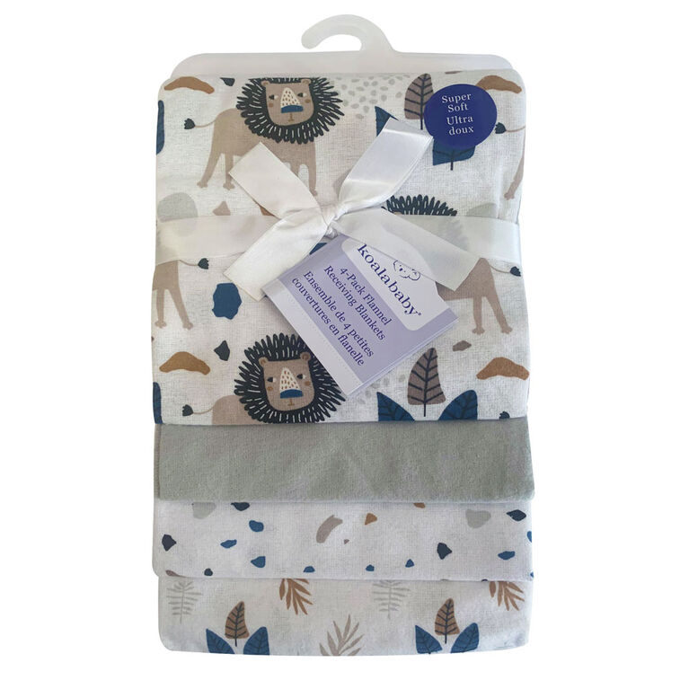 Koala Baby - 4 Pk Receiving Blankets Lion Safari