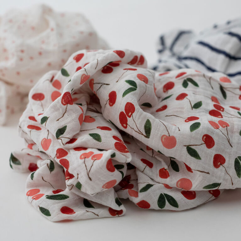 Red Rover Cotton Muslin Swaddle 3 Pack Cherries R Exclusive Babies R Us Canada