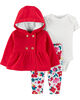 Carter's 3-Piece Polka Dot Cardigan Set - Red, 3 Months