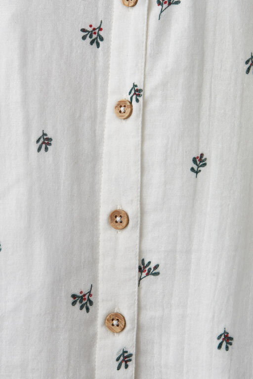 Collar Button Shirt White Floral 5-6Y