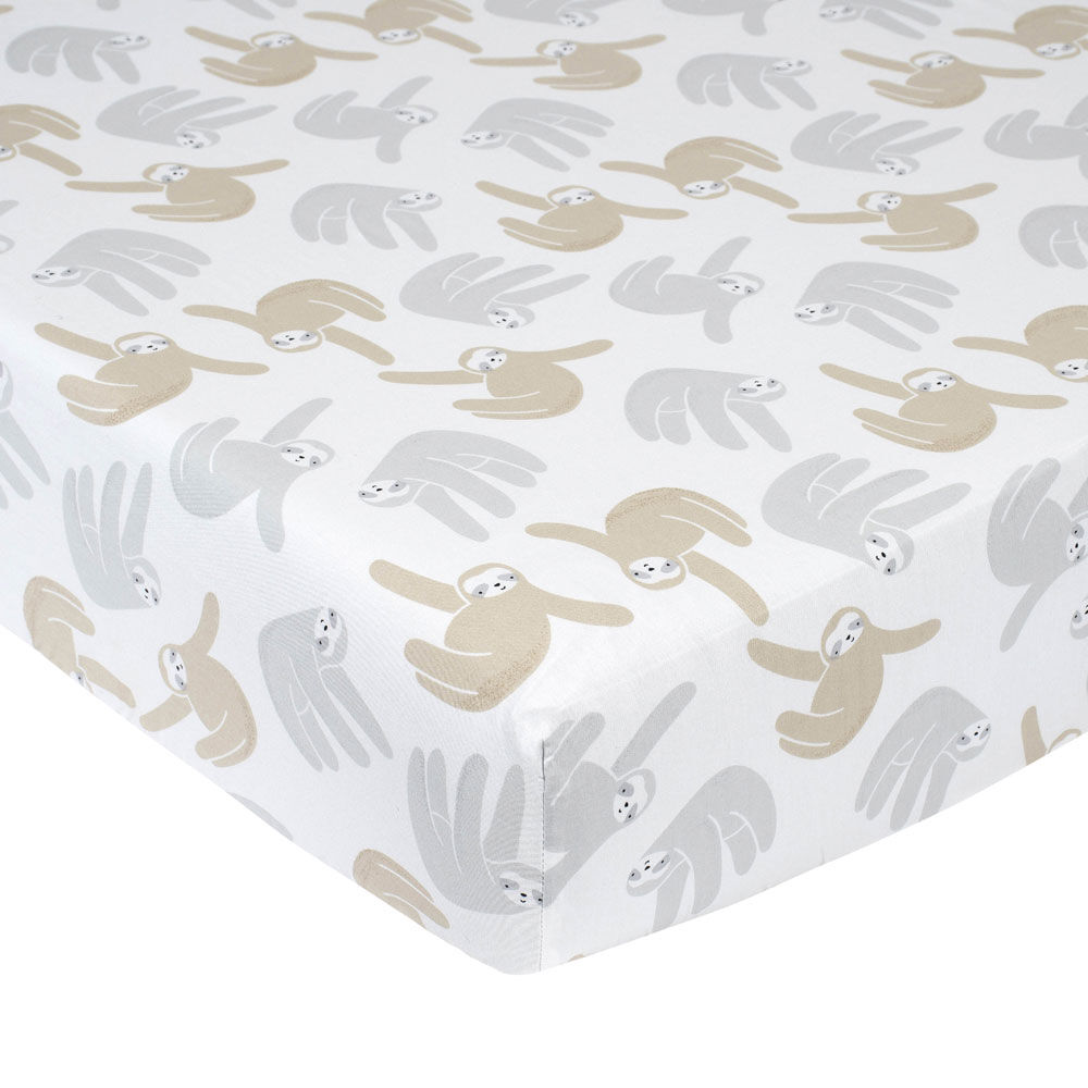 Just Born Dream Ombre Fitted Crib Sheet Grey Sloth