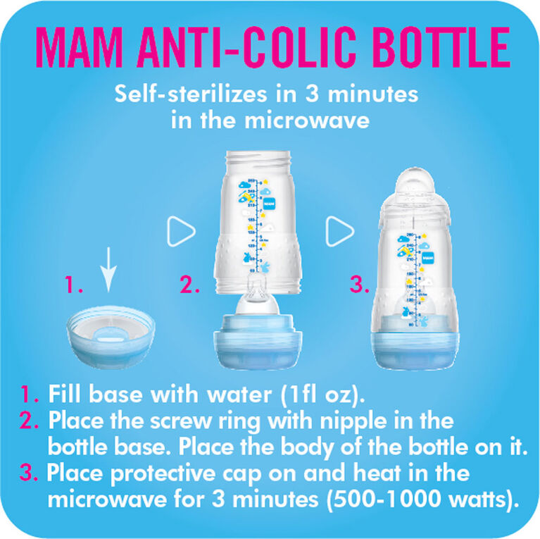 Mam Anti Colic Bottle 2 Pack 9oz - Blue