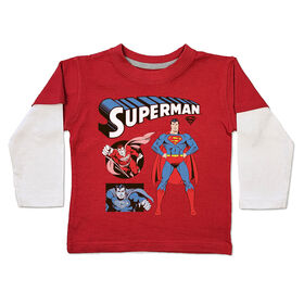 Superman - T-shirt trompeur à manches longues - Rouge - 5T