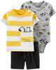 Carter's 3-Piece Construction Diaper Cover Set - Yellow/Grey, 6 Months