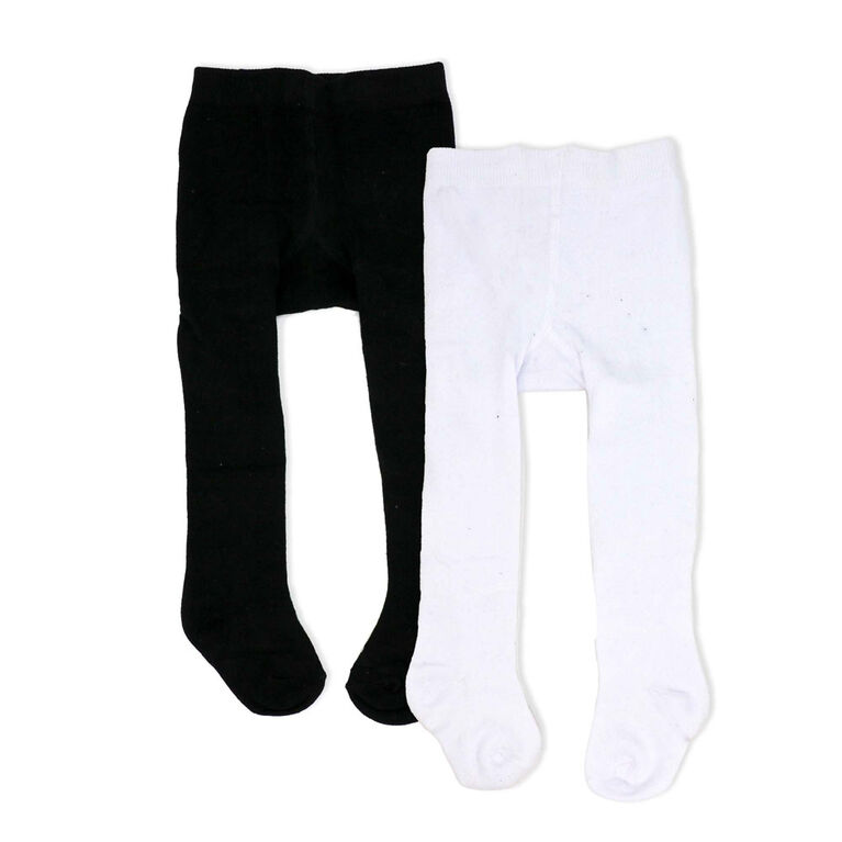 Baby Mode Signature 2 Pack Tights: Black & White 6-12M