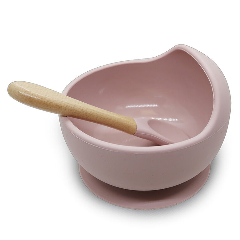 Silicone bowl & spoon set Rose