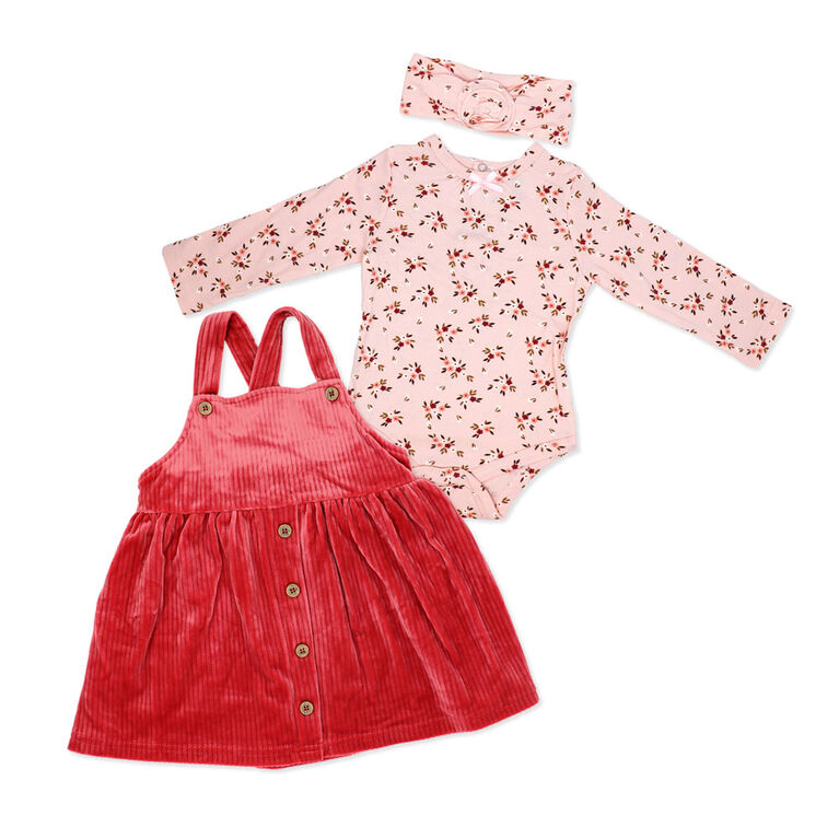 Baby Mode 3 Piece Jumper Set: Rose Floral Baby Mode 3 Piece Jumper Set: Rose Floral