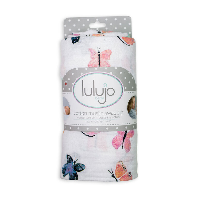 Lulujo - Butterfly Cotton Muslin Swaddling Blanket