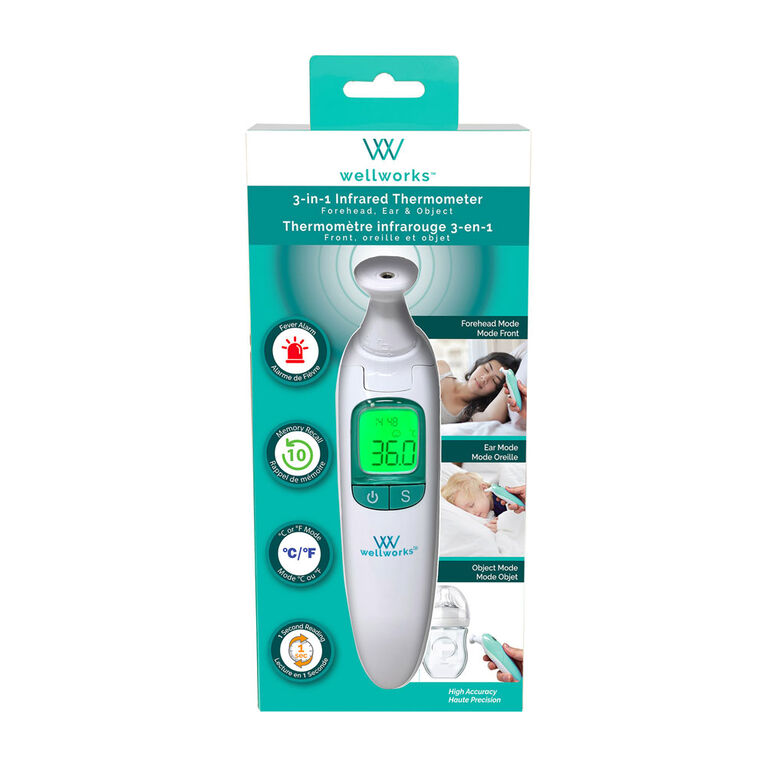 wellworks 3in1 Ear, Forehead and Object Infrared Thermometer