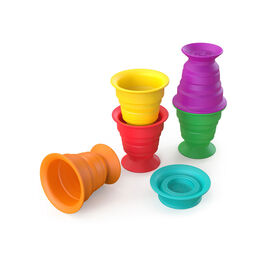 Set de 6 jouets ventouses Stack and Squish Cups de Baby Einstein pour jouer à la plage, dans le bain ou au sol
