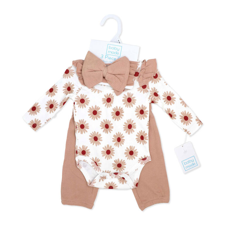 Baby Mode Ensemble de leggings 3 pièces : motif floral rose