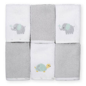 Koala Baby 6-Pack Washcloths, Grey Elephant